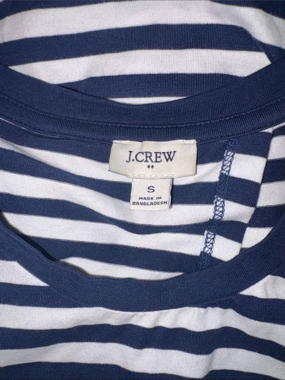 J. Crew Navy and White Striped Crewneck Tee